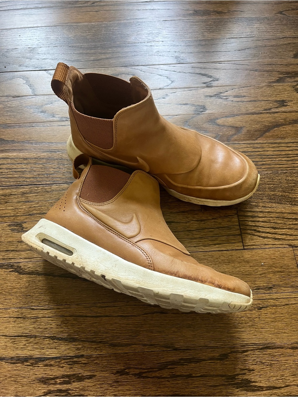 Nike Women’s Brown Leather Slip-On Sneakers with White Sole